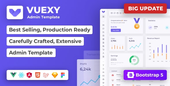 Vuexy – Vuejs, React, Angular, HTML Laravel Admin Dashboard Template